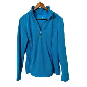 Tangerine‎ Women's Teal Blue Waffle Weave Pullover Jacket 1/4 Zip Size L